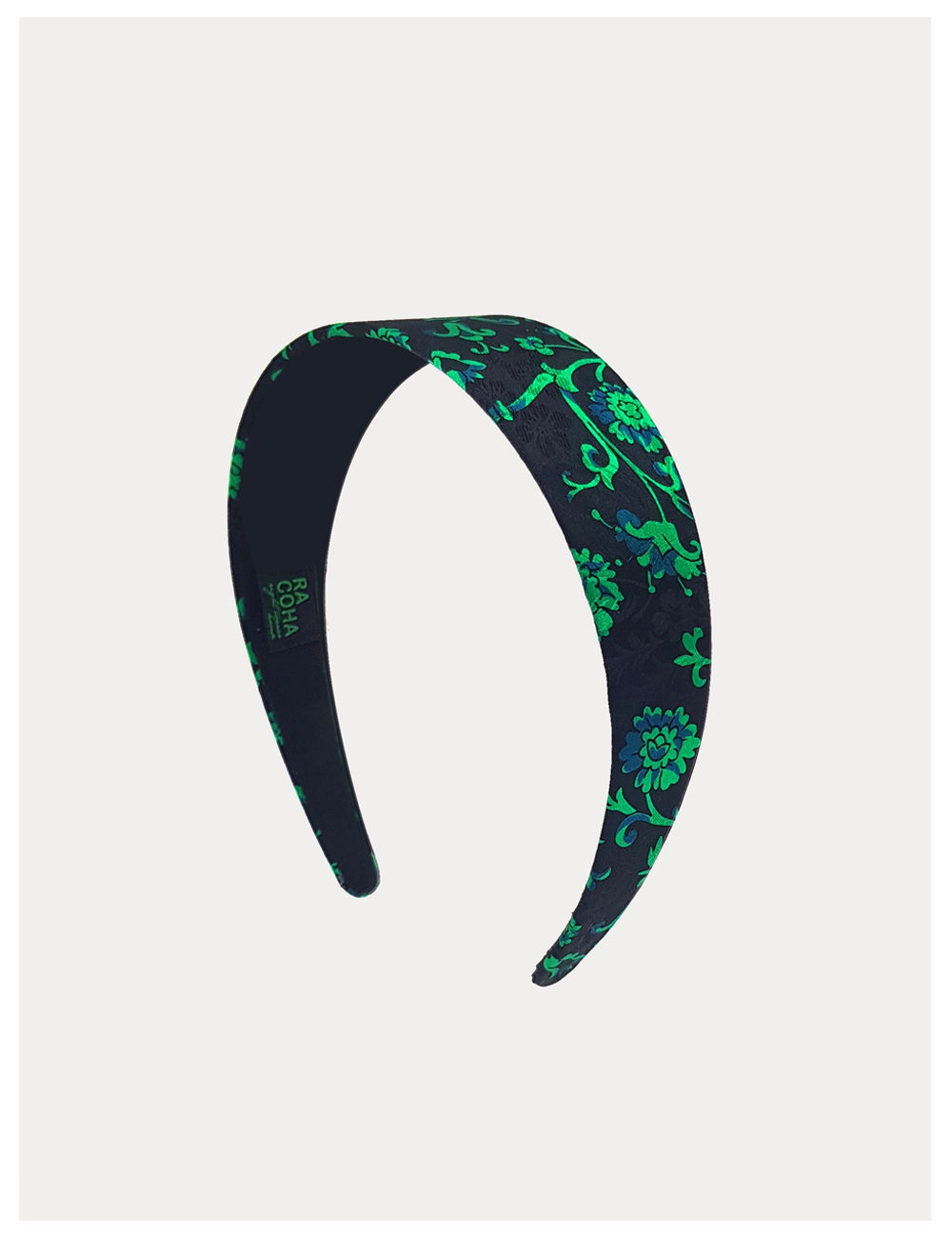 Chunky silk hairband_Green pattern