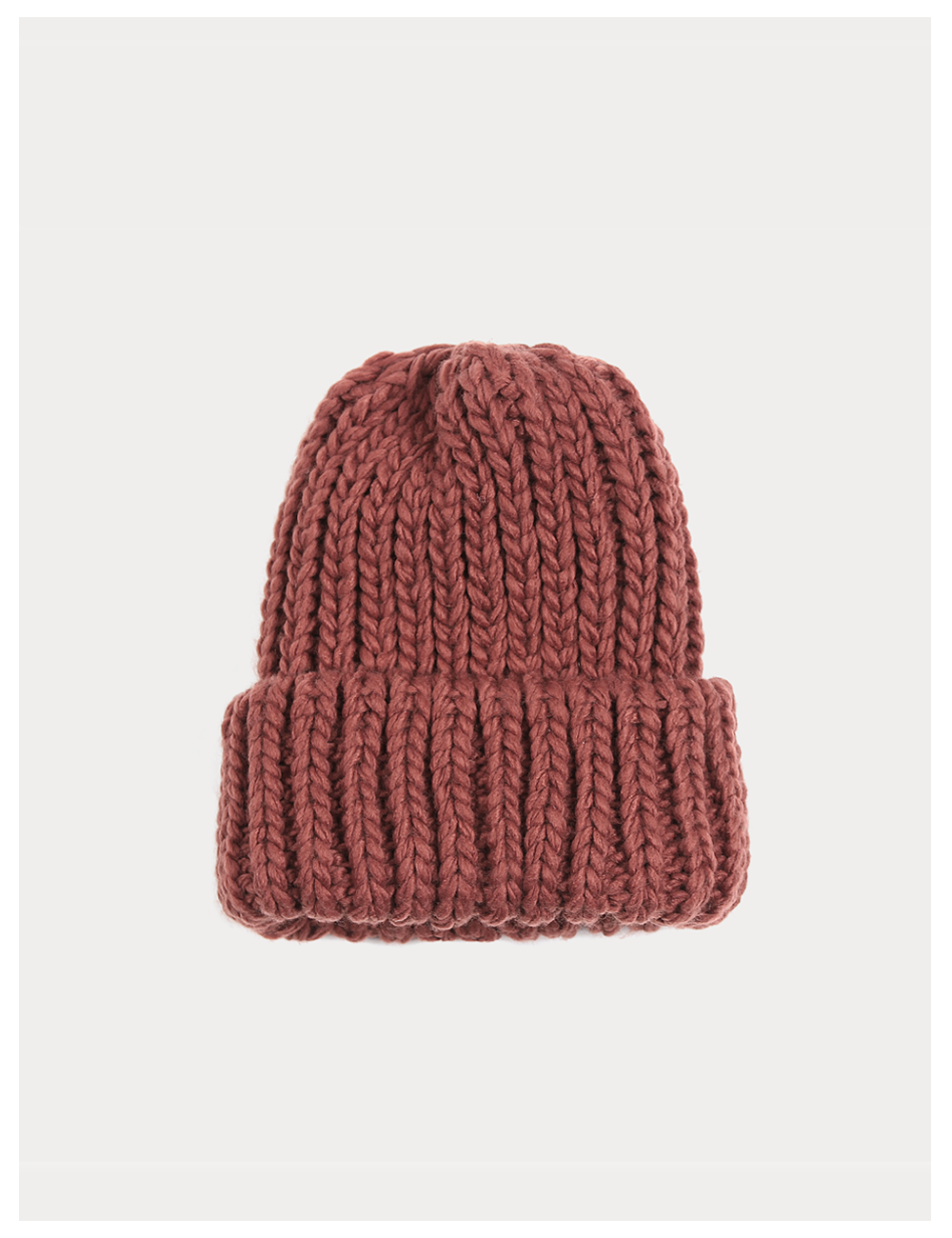 So Heavy knit Hat_Red Brown 굵은 뜨개 니트 비니