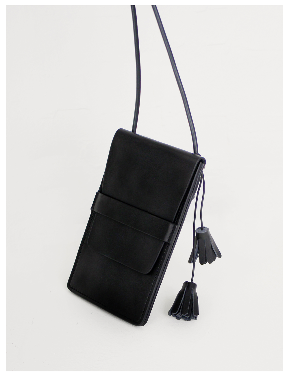 Melba leather phone cross bag_Black