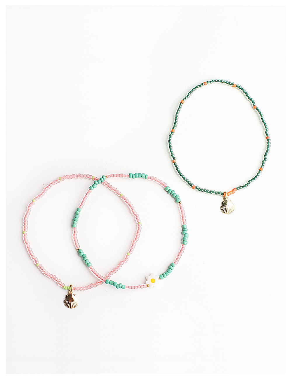 Flower &amp; Shell beads bracelet 플라워 &amp; 쉘 비즈 팔찌