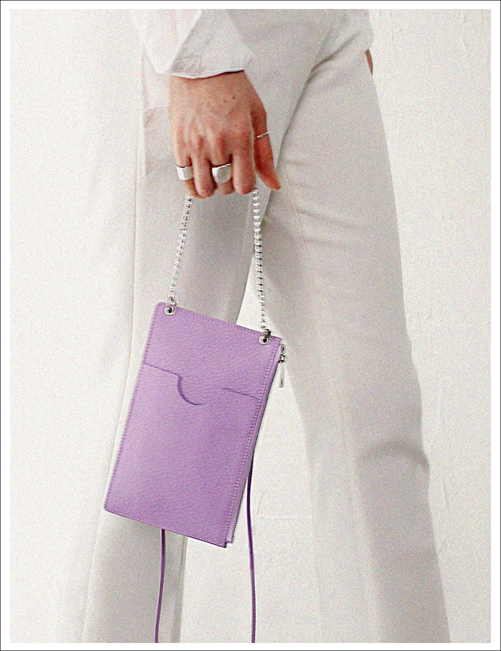 Classy chain leather phone mini bag_Lavender