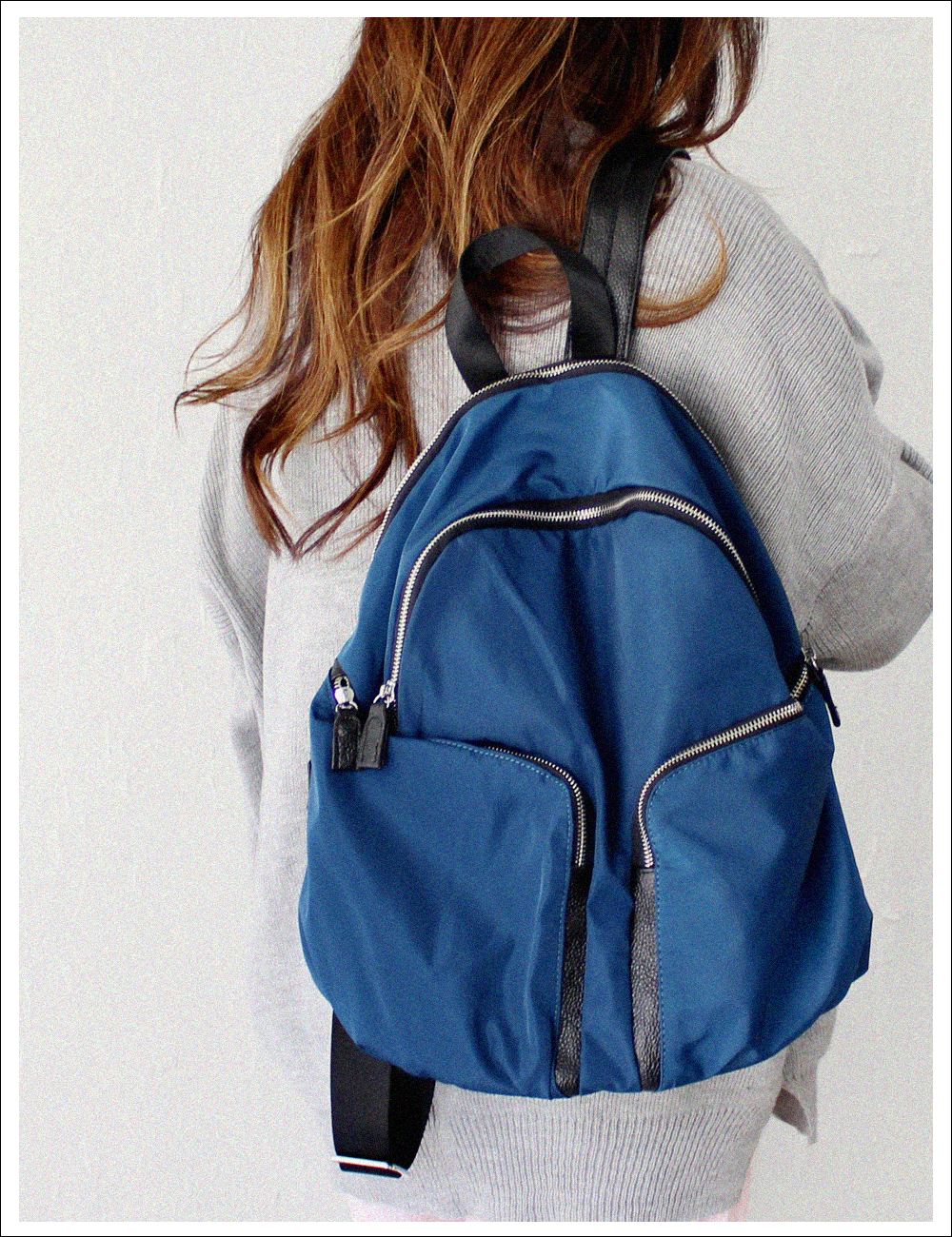 Too fine leather back pack_Blue