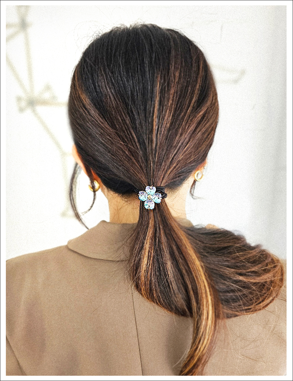Lovely swarovski crystal flower Hair string 러블리 스와로브스키 크리스탈 플라워 머리끈